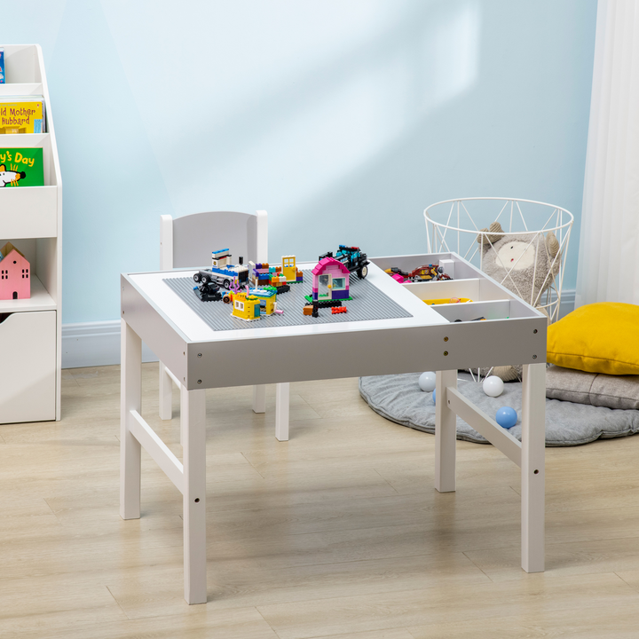 Children's Activity Table and Chair Set 2-in-1 in Grey | Toddler Furniture with Whiteboard & Storage | Ideal for Reading, Arts & Crafts - Premium  from Home Treasures - Just £89.99! Shop now at Home Treasures