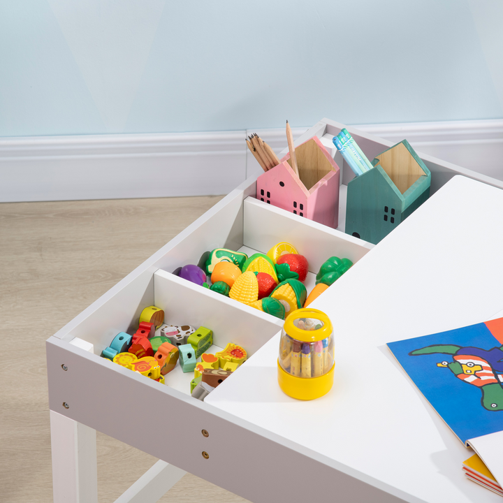 Children's Activity Table and Chair Set 2-in-1 in Grey | Toddler Furniture with Whiteboard & Storage | Ideal for Reading, Arts & Crafts - Premium  from Home Treasures - Just £89.99! Shop now at Home Treasures