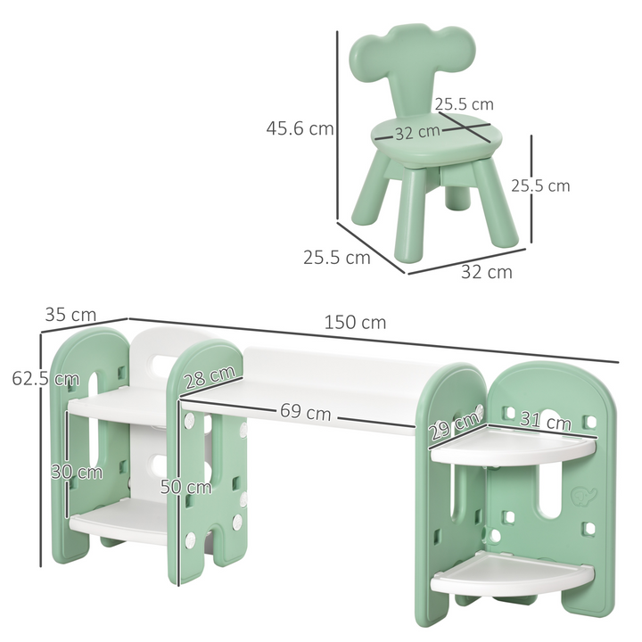 Children's Table & Chair Play Set (Green and White) - Adjustable, Durable, and Easy to Clean - Perfect for Learning and Playtime - Premium  from Home Treasures - Just £56.99! Shop now at Home Treasures