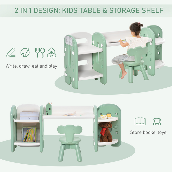 Children's Table & Chair Play Set (Green and White) - Adjustable, Durable, and Easy to Clean - Perfect for Learning and Playtime - Premium  from Home Treasures - Just £56.99! Shop now at Home Treasures