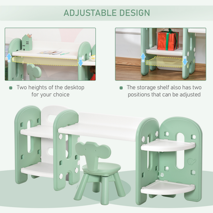 Children's Table & Chair Play Set (Green and White) - Adjustable, Durable, and Easy to Clean - Perfect for Learning and Playtime - Premium  from Home Treasures - Just £56.99! Shop now at Home Treasures