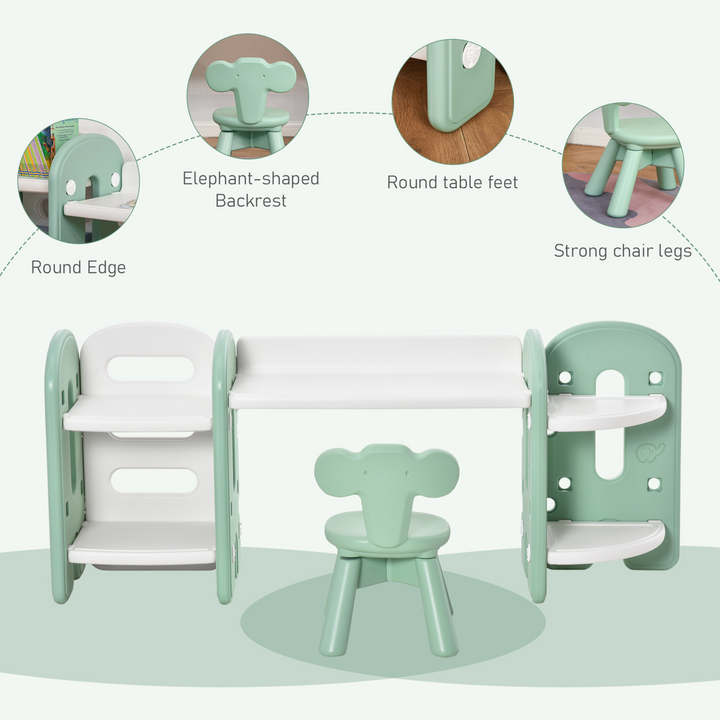 Children's Table & Chair Play Set (Green and White) - Adjustable, Durable, and Easy to Clean - Perfect for Learning and Playtime - Premium  from Home Treasures - Just £56.99! Shop now at Home Treasures