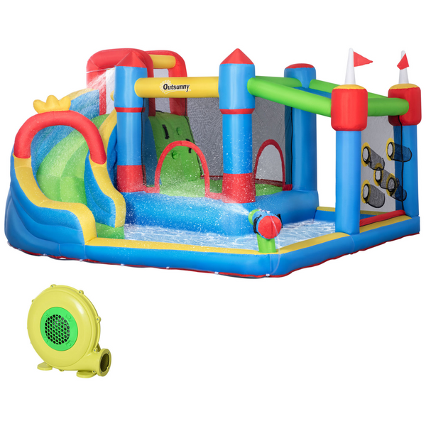 Kids Inflatable 6-in-1 Bouncy Castle with Blower - Ultimate Fun with Slide, Water Pool, Trampoline, Climbing Wall & Water Gun - Premium Bouncy Castle from Home Treasures - Just £436.99! Shop now at Home Treasures