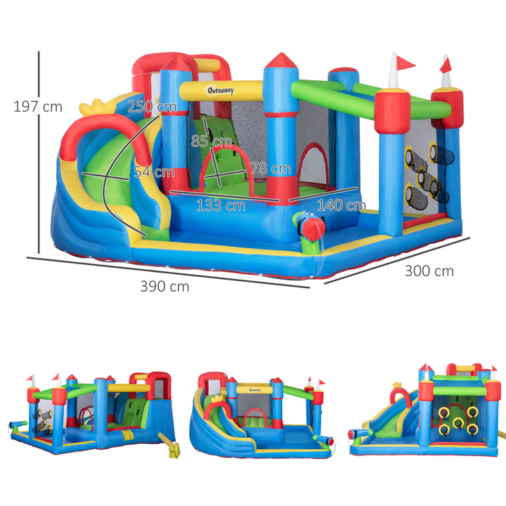 Kids Inflatable 6-in-1 Bouncy Castle with Blower - Ultimate Fun with Slide, Water Pool, Trampoline, Climbing Wall & Water Gun - Premium Bouncy Castle from Home Treasures - Just £436.99! Shop now at Home Treasures