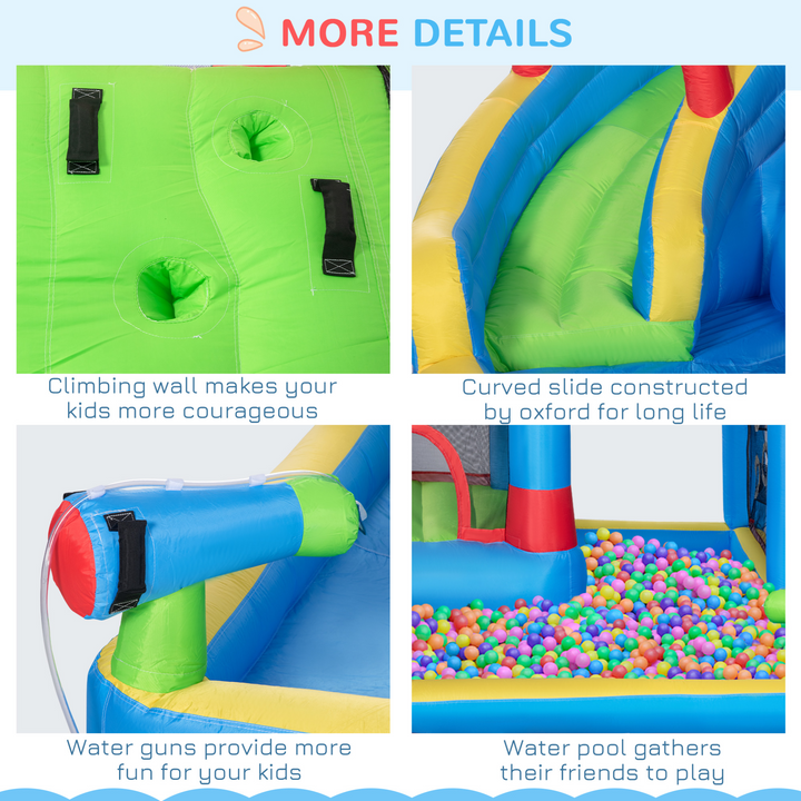 Kids Inflatable 6-in-1 Bouncy Castle with Blower - Ultimate Fun with Slide, Water Pool, Trampoline, Climbing Wall & Water Gun - Premium Bouncy Castle from Home Treasures - Just £436.99! Shop now at Home Treasures