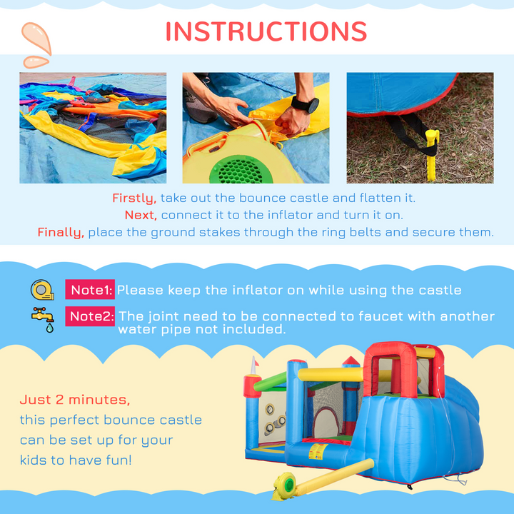 Kids Inflatable 6-in-1 Bouncy Castle with Blower - Ultimate Fun with Slide, Water Pool, Trampoline, Climbing Wall & Water Gun - Premium Bouncy Castle from Home Treasures - Just £436.99! Shop now at Home Treasures