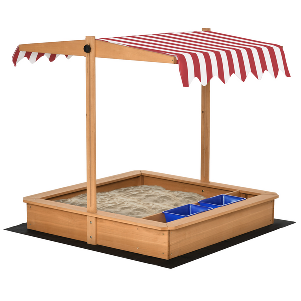 Children's Wooden Sandbox with Adjustable Canopy & Bottom Liner - Outdoor Play Sandpit for Kids, Durable Fir Wood Construction - Premium  from Home Treasures - Just £116.99! Shop now at Home Treasures