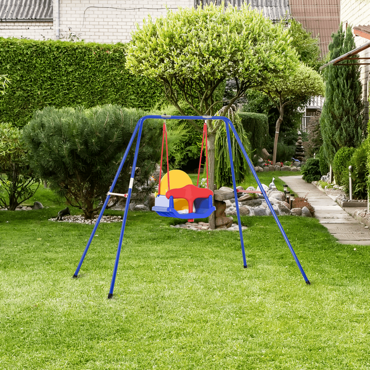 Baby Garden Swing with Seat Safety Harness | Sturdy Metal Frame | 140 x 110 x 120cm | Secure Outdoor Fun for Toddlers - Premium  from Home Treasures - Just £69.99! Shop now at Home Treasures