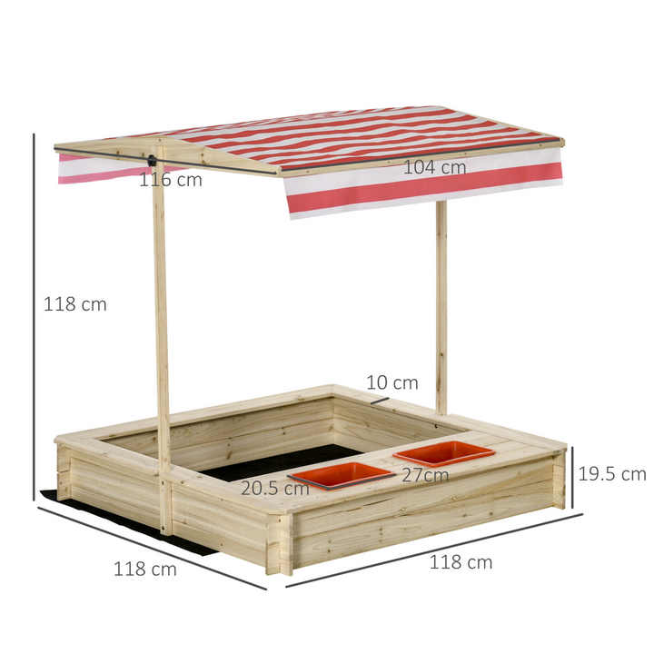 Children's Wooden Sand Pit with Adjustable Canopy - Outdoor Fun with Sun Protection & Safe Design - Premium  from Home Treasures - Just £146.99! Shop now at Home Treasures