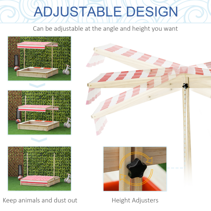 Children's Wooden Sand Pit with Adjustable Canopy - Outdoor Fun with Sun Protection & Safe Design - Premium  from Home Treasures - Just £146.99! Shop now at Home Treasures