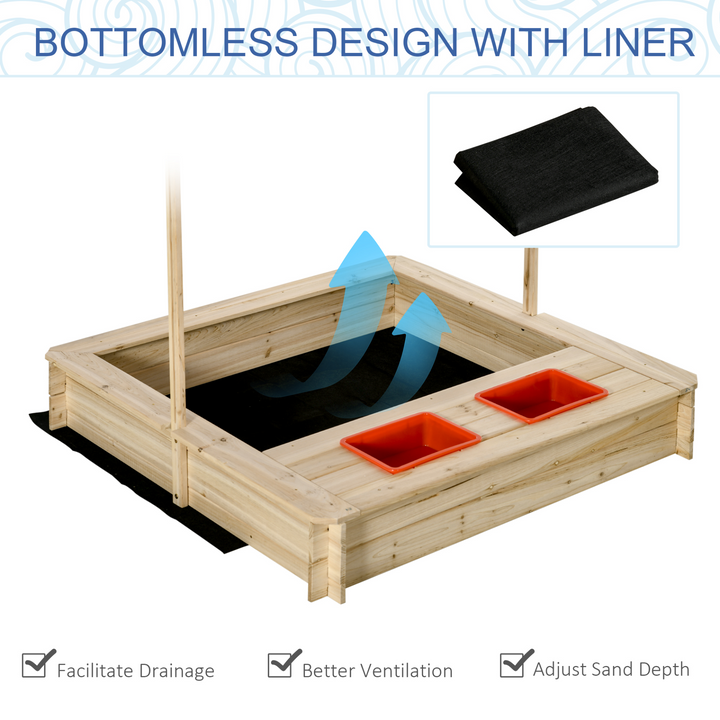 Children's Wooden Sand Pit with Adjustable Canopy - Outdoor Fun with Sun Protection & Safe Design - Premium  from Home Treasures - Just £146.99! Shop now at Home Treasures