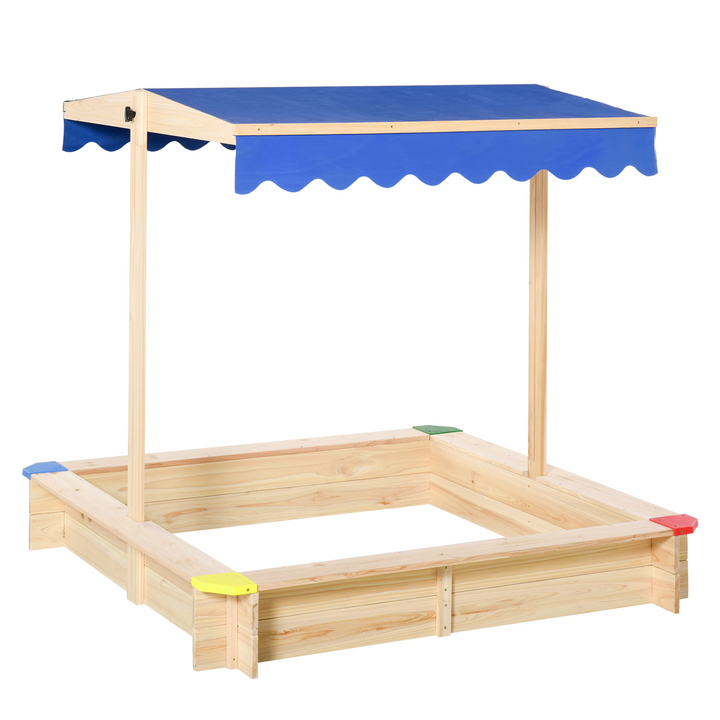 Children's Wooden Sandpit w/ Adjustable Canopy & Bench Seat - Premium  from Home Treasures - Just £100.99! Shop now at Home Treasures