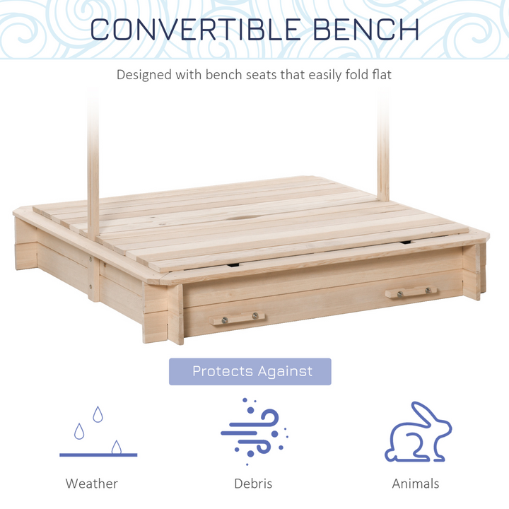 Children's Wooden Sand Pit with Lids & Adjustable Canopy - Safe Outdoor Play, Two Benches, Weather-Resistant Design - Premium  from Home Treasures - Just £125.99! Shop now at Home Treasures