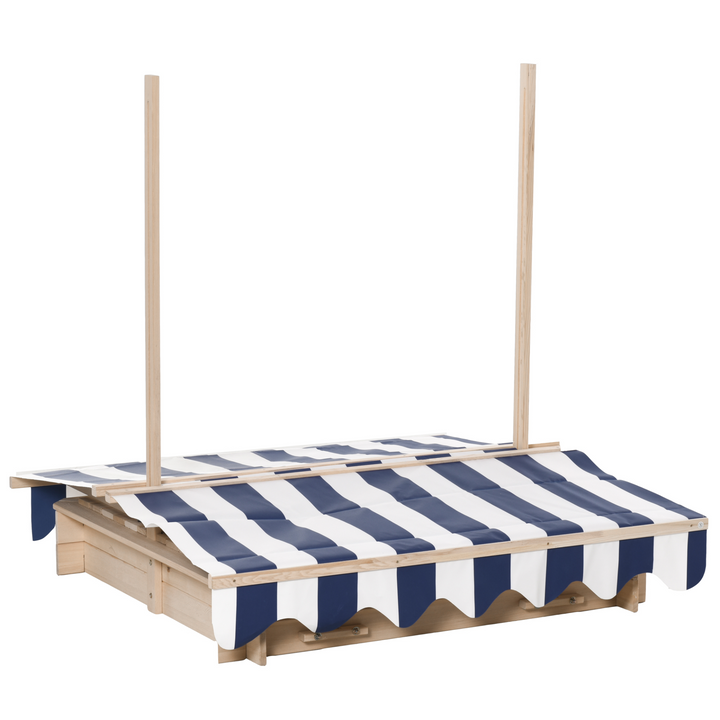 Children's Wooden Sand Pit with Lids & Adjustable Canopy - Safe Outdoor Play, Two Benches, Weather-Resistant Design - Premium  from Home Treasures - Just £125.99! Shop now at Home Treasures