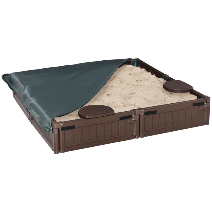 Children's Sandbox w/ Waterproof Oxford Canopy (Brown) - Premium  from Home Treasures - Just £99.99! Shop now at Home Treasures