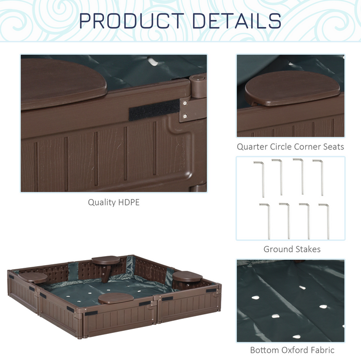 Children's Sandbox with Waterproof Oxford Canopy in Brown - Durable & Easy to Assemble | Perfect Outdoor Play for Kids - Premium  from Home Treasures - Just £99.99! Shop now at Home Treasures