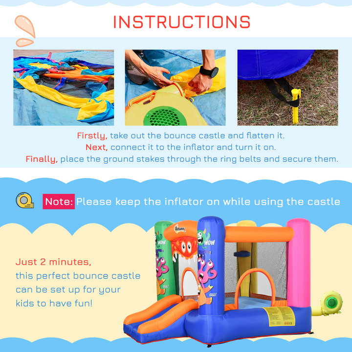 Children's Bouncey Castle House with Blower - Quick Inflate, Safe & Fun Outdoor Playset - Premium  from Home Treasures - Just £196.99! Shop now at Home Treasures