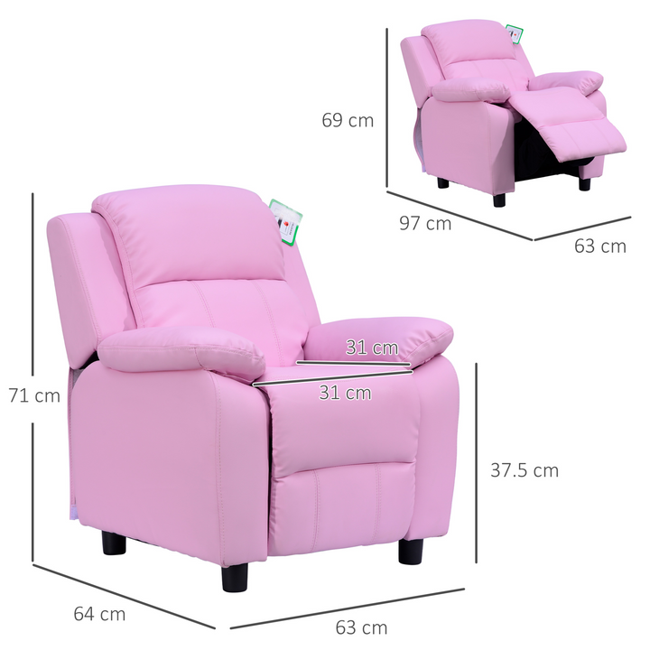 Children's Pink Recliner Lounger Armchair with Storage - Cozy and Stylish for Playrooms & Bedrooms - Premium  from Home Treasures - Just £134.99! Shop now at Home Treasures