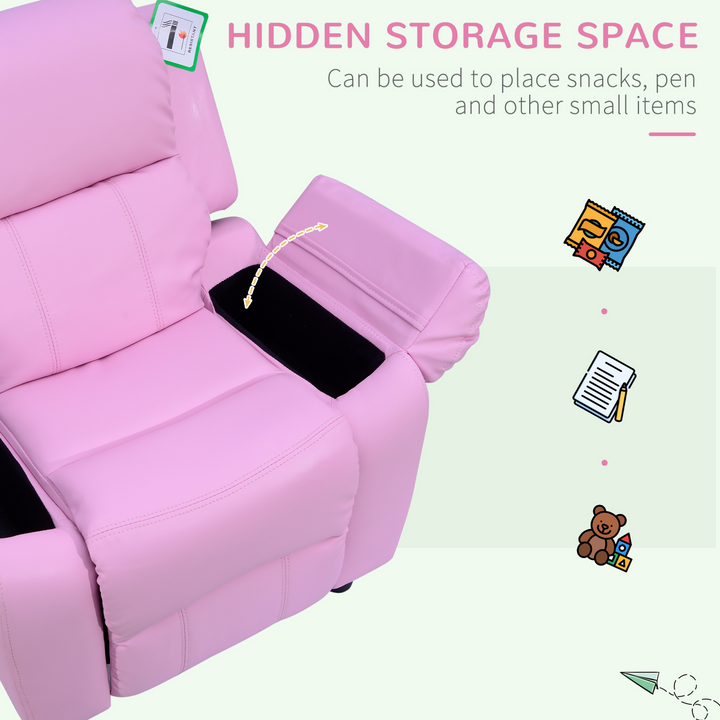 Children's Pink Recliner Lounger Armchair with Storage - Cozy and Stylish for Playrooms & Bedrooms - Premium  from Home Treasures - Just £134.99! Shop now at Home Treasures