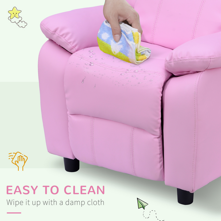 Children's Pink Recliner Lounger Armchair with Storage - Cozy and Stylish for Playrooms & Bedrooms - Premium  from Home Treasures - Just £134.99! Shop now at Home Treasures