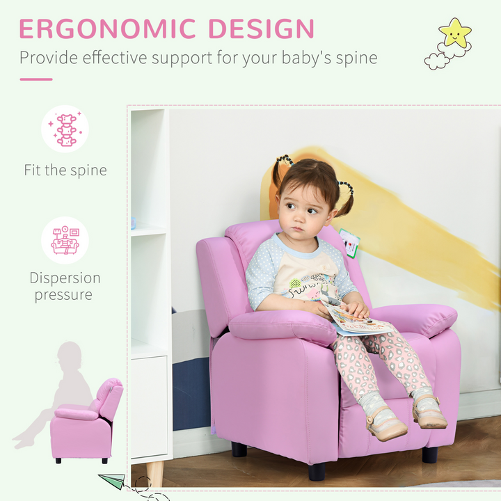 Children's Pink Recliner Lounger Armchair with Storage - Cozy and Stylish for Playrooms & Bedrooms - Premium  from Home Treasures - Just £134.99! Shop now at Home Treasures