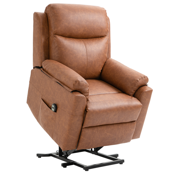 Power Lift Chair Electric Riser Recliner for Elderly, Faux Leather Armchair with Remote Control and Side Pocket, Brown - Premium  from Home Treasures - Just £483.99! Shop now at Home Treasures