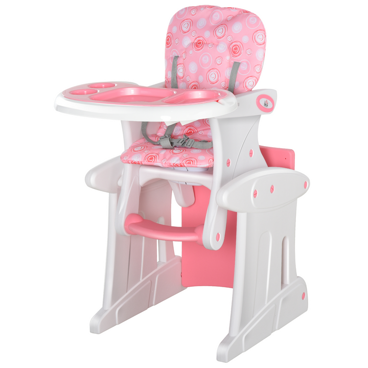 3-in-1 Convertible Baby High Chair - Toddler Table Chair, Infant Feeding Seat with Removable Tray & Safety Harness, Pink - Premium  from Home Treasures - Just £105.99! Shop now at Home Treasures