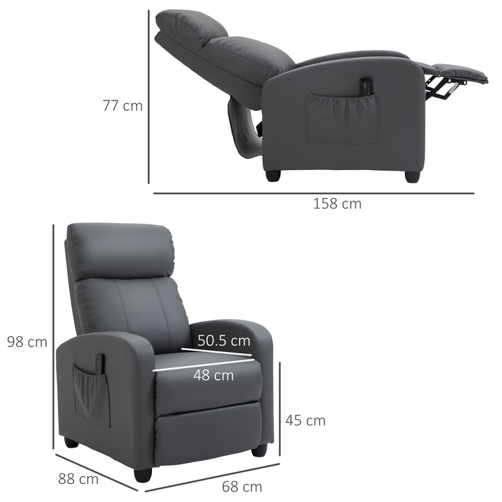 Recliner Sofa Massage Chair - PU Leather Armchair with Footrest & Remote Control, Grey - Premium  from Home Treasures - Just £243.99! Shop now at Home Treasures