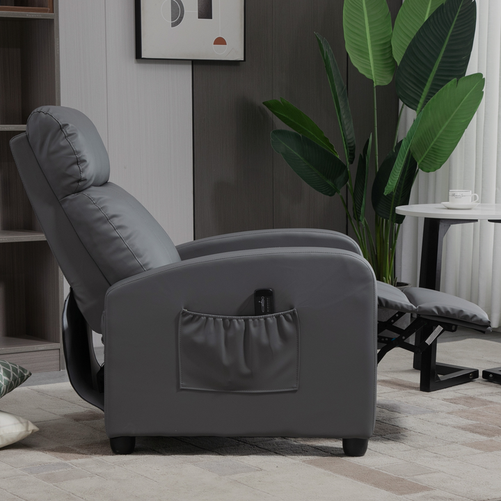 Recliner Sofa Massage Chair - PU Leather Armchair with Footrest & Remote Control, Grey - Premium  from Home Treasures - Just £243.99! Shop now at Home Treasures