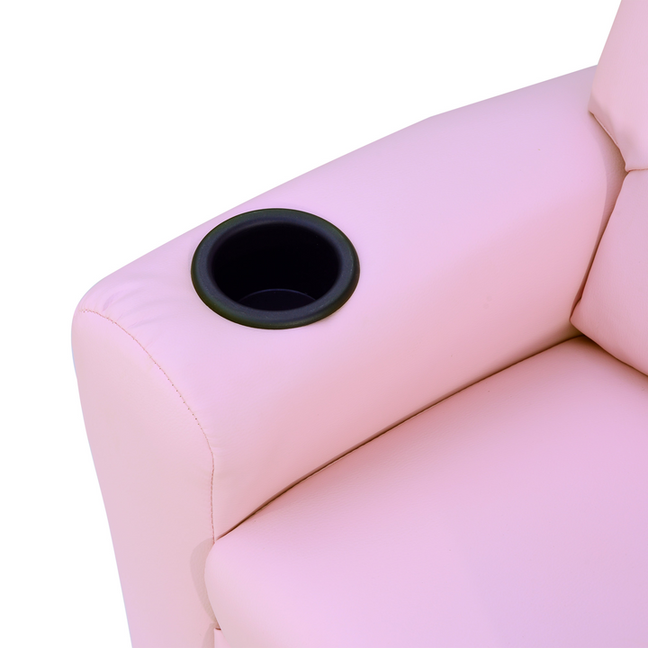 Children's Pink Recliner Armchair with Cup Holder - PU Leather Lounger Sofa for Kids' Games & Relaxation - Premium  from Home Treasures - Just £116.99! Shop now at Home Treasures