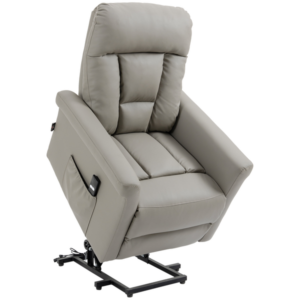 Grey Power Lift Recliner Chair | PU Leather Sofa with Remote Control & Side Pocket - Premium  from Home Treasures - Just £505.99! Shop now at Home Treasures