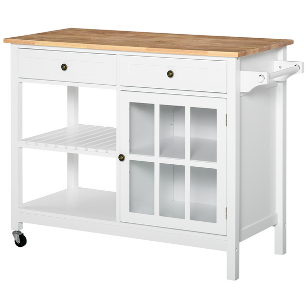 Modern Kitchen Island on Wheels with 2 Drawers - Stylish & Functional White Rolling Cart for Kitchens - Premium  from Home Treasures - Just £151.99! Shop now at Home Treasures