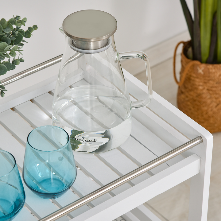 3-Tier Kitchen Storage Cart with Steel Bars, 4 Universal Wheels, and Rolling Organiser Unit - White - Premium  from Home Treasures - Just £52.99! Shop now at Home Treasures