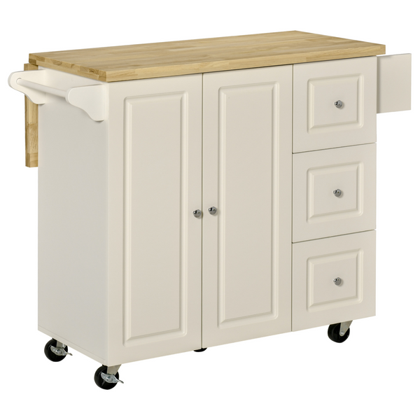 Versatile Drop-Leaf Kitchen Island on Wheels w/ Drawers & Cabinet - Extra Storage & Workspace Solution - Premium  from Home Treasures - Just £229.99! Shop now at Home Treasures