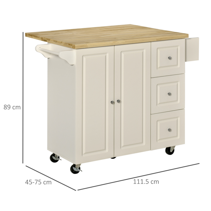 Versatile Drop-Leaf Kitchen Island on Wheels w/ Drawers & Cabinet - Extra Storage & Workspace Solution - Premium  from Home Treasures - Just £229.99! Shop now at Home Treasures