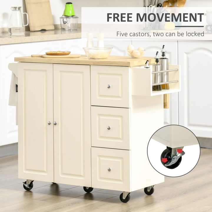 Drop-Leaf Kitchen Island on Wheels w/ Drawers & Cabinet - Premium  from Home Treasures - Just £229.99! Shop now at Home Treasures