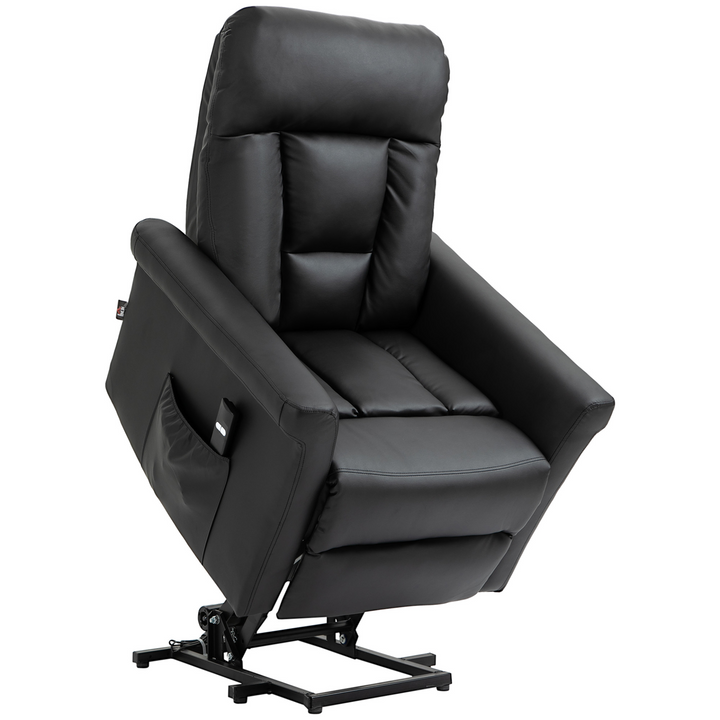 Power Lift Chair - PU Leather Recliner Sofa with Remote Control, Side Pocket - Black - Premium  from Home Treasures - Just £507.99! Shop now at Home Treasures