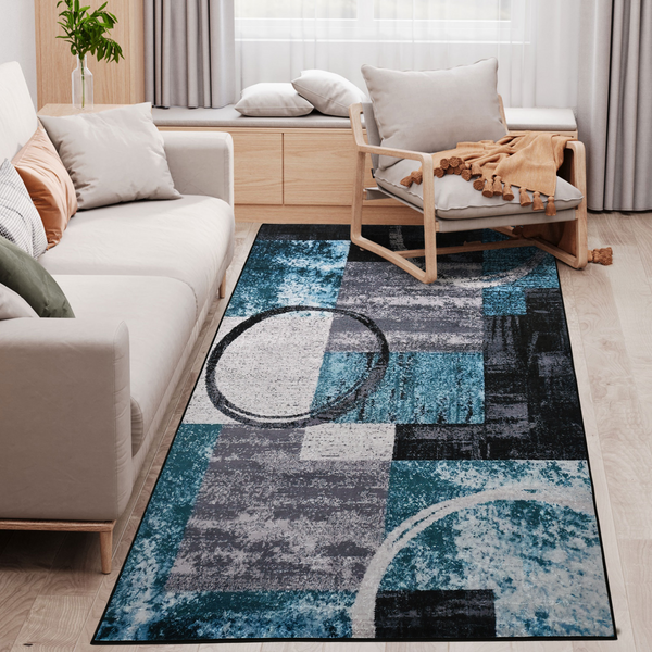 Blue Geometric Rug - 160x230cm Modern Area Carpet for Living Room, Bedroom, Dining Room - Premium  from Home Treasures - Just £63.99! Shop now at Home Treasures