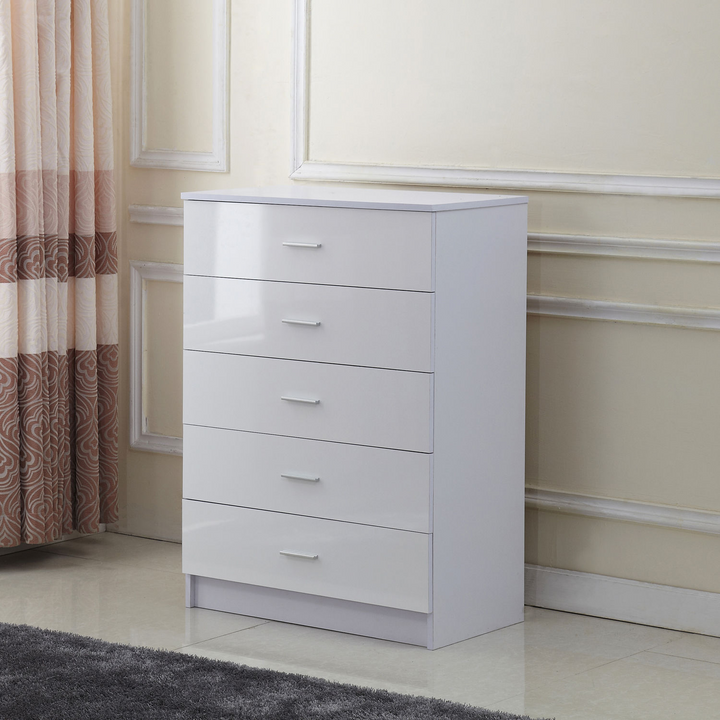 High Gloss 3 Piece Trio Bedroom Furniture Set - Modern Wardrobe, Chest of Drawers, and Night Stand - White Finish - Premium  from Home Treasures - Just £362.99! Shop now at Home Treasures