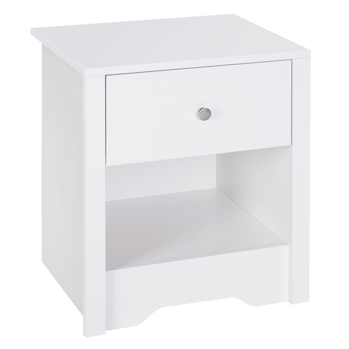 Modern Bedside Table - Elegant White Nightstand with Drawer Shelf - Ideal for Living Room & Bedroom - Premium  from Home Treasures - Just £51.99! Shop now at Home Treasures