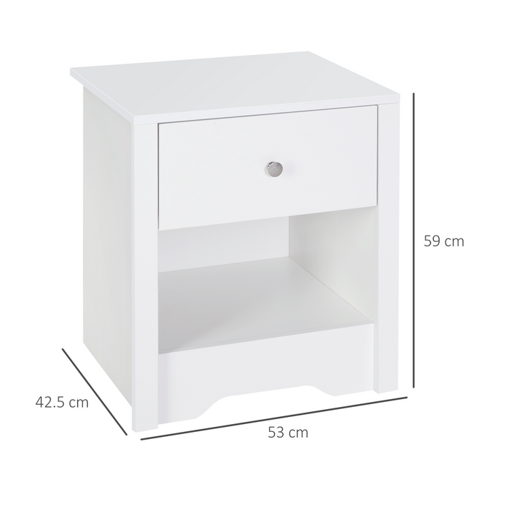 Modern Bedside Table - Elegant White Nightstand with Drawer Shelf - Ideal for Living Room & Bedroom - Premium  from Home Treasures - Just £51.99! Shop now at Home Treasures