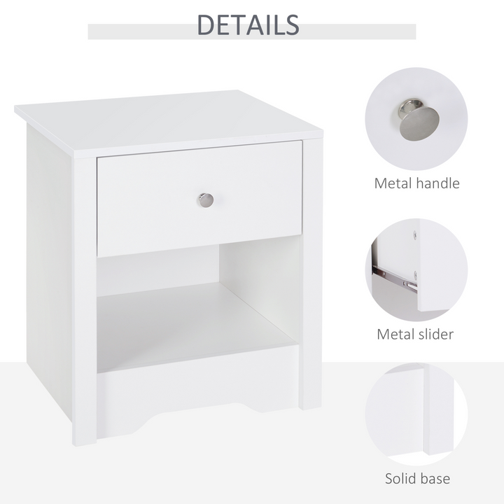 Modern Bedside Table - Elegant White Nightstand with Drawer Shelf - Ideal for Living Room & Bedroom - Premium  from Home Treasures - Just £51.99! Shop now at Home Treasures