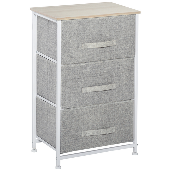 Vertical 3-Tier Linen Drawer Cabinet - Sturdy Metal Frame, Adjustable Feet, Multi-Purpose Storage for Living Room, Bathroom, Kitchen - White, Oak, Light Grey - Premium  from Home Treasures - Just £48.99! Shop now at Home Treasures