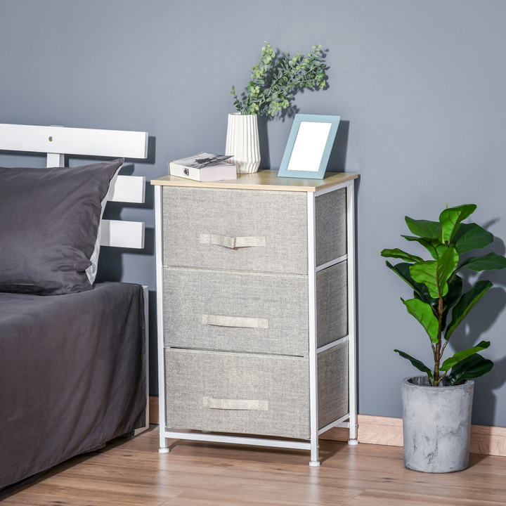 Vertical 3-Tier Linen Drawer Cabinet - Sturdy Metal Frame, Adjustable Feet, Multi-Purpose Storage for Living Room, Bathroom, Kitchen - White, Oak, Light Grey - Premium  from Home Treasures - Just £48.99! Shop now at Home Treasures