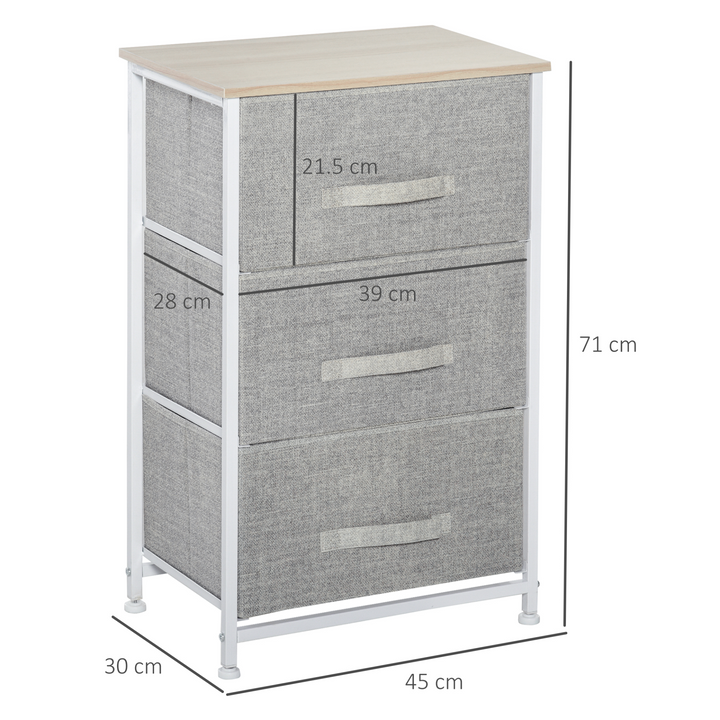 Vertical 3-Tier Linen Drawer Cabinet - Sturdy Metal Frame, Adjustable Feet, Multi-Purpose Storage for Living Room, Bathroom, Kitchen - White, Oak, Light Grey - Premium  from Home Treasures - Just £48.99! Shop now at Home Treasures