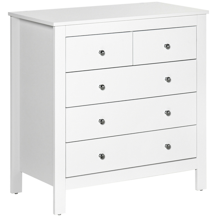 Modern 5 Drawer Chest of Drawers - White Storage Cabinet with Metal Handles and Runners for Bedroom - Premium  from Home Treasures - Just £179.99! Shop now at Home Treasures