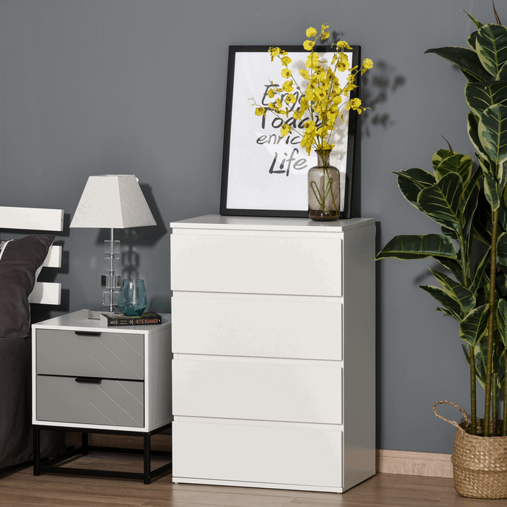 Modern White Chest of Drawers - 4 Spacious Drawers, 80 x 55 x 33cm, Minimalist Design for Bedroom & Home Storage - Premium  from Home Treasures - Just £116.99! Shop now at Home Treasures