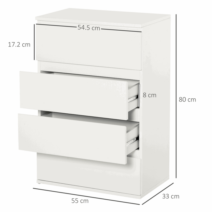 Modern White Chest of Drawers - 4 Spacious Drawers, 80 x 55 x 33cm, Minimalist Design for Bedroom & Home Storage - Premium  from Home Treasures - Just £116.99! Shop now at Home Treasures