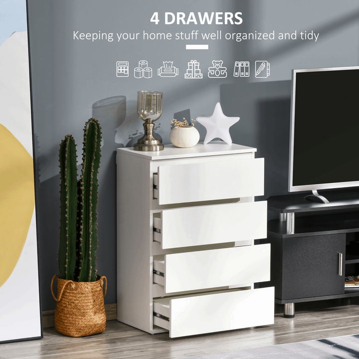 Modern White Chest of Drawers - 4 Spacious Drawers, 80 x 55 x 33cm, Minimalist Design for Bedroom & Home Storage - Premium  from Home Treasures - Just £116.99! Shop now at Home Treasures