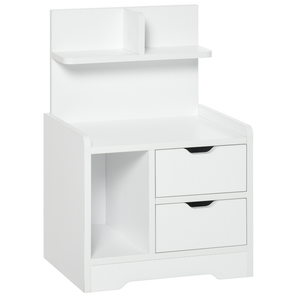 White Bedside Table with 2 Drawers and Storage Shelves - Elegant Nightstand for Bedroom & Living Room - Premium  from Home Treasures - Just £51.99! Shop now at Home Treasures